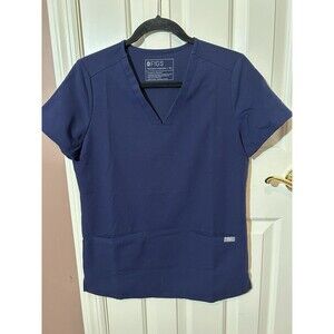 Figs Casma Scrub Top Womens XS Chest Pocket Navy Technical PO 1926